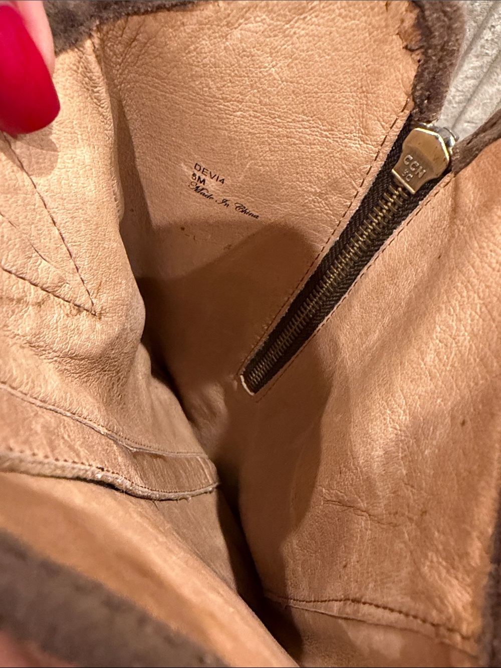 Donald J. Pliner Textured Brown Leather Knee Boots with Side Zips - Picture 12 of 12